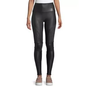 Spanx Moto Faux Leather Leggings Women's Size S Black Pull On High Rise Travel